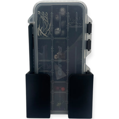 Vertical mount Plano 3400 3500 3600 3700 tackle box holder by ShoreWright, marine-grade ASA