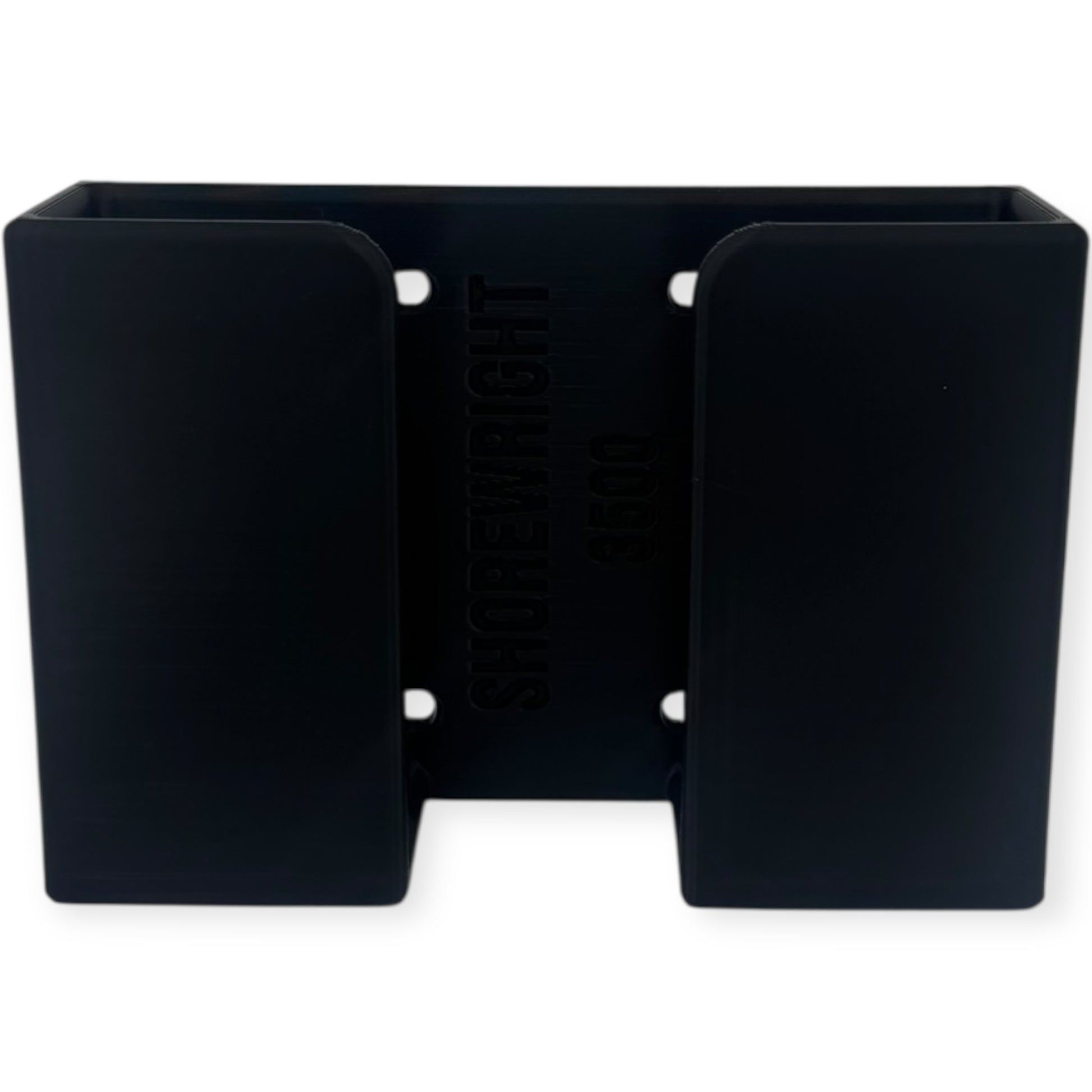 Vertical mount Plano 3400 3500 3600 3700 tackle box holder by ShoreWright, marine-grade ASA, studio view 2